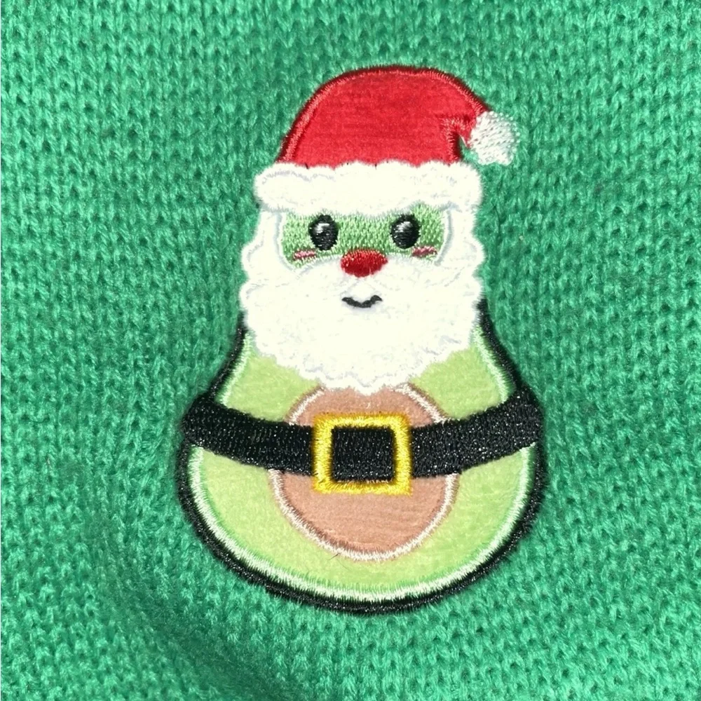 Dog Sweater Santa Avocado Green Adjustable Collar XS